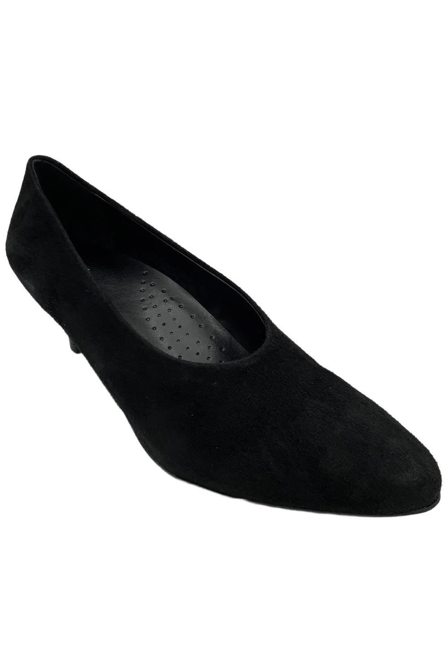 Trotters Women's Kimber Slip-On Heeled Pump Black Suede - Medium